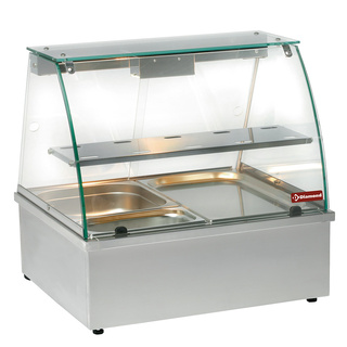 photo 1 vitrine chauffante, bain-marie 2x gn 1/1, panoramique