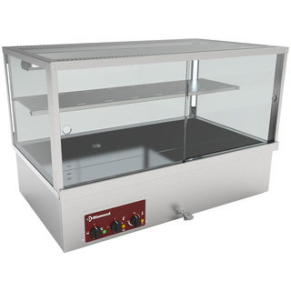 photo 1 vitrine chauffante, bain-marie 3 gn 1/1, panoramique