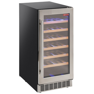 photo 1 vitrine cave à vins, ventilée, porte en acier inox, 106 lt - noire