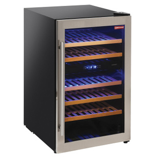 photo 3 vitrine cave à vins, ventilée, porte en acier inox,140 lt - 2 t° - noire