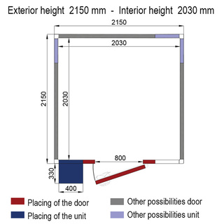 photo 2 chambre iso 60 avec groupe, dim.int. 2030 x 2030 x h2030mm (8,37m³ )