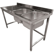 Photo 1 matériel référence WR-C2E1-8G: Plonge inox ECO 2 cuves égouttoir gauche, sans tablette inférieure