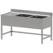Photo 1 matériel référence WR-C2E1-DS6: Plonge inox ECO 2 cuves égouttoir gauche, sans sous-tablette inférieure