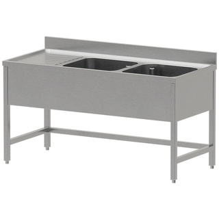 photo 1 plonge inox eco 2 cuves égouttoir gauche, sans sous-tablette inférieure