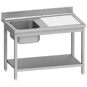 Photo 1 matériel référence WR-E1C1-2DS: Plonge inox ECO 1 cuve égouttoir droite, avec tablette inférieure