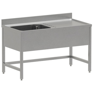 photo 1 plonge inox eco 1 cuve égouttoir droite, sans sous-tablette inférieure