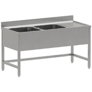 Photo 1 matériel référence WR-E1C2-DD6: Plonge inox ECO 2 cuves égouttoir droite, sans sous-tablette inférieure
