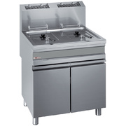 Photo 1 matériel référence WR-GF30-G2: Friteuse gaz 2 cuves 15 litres sur armoire