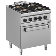 Photo 1 matériel référence WR-M4BF-M1: Fourneau gaz 4 feux, four électrique à convection GN 1/1