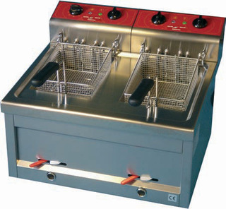 photo 2 friteuse électrique double 2 x 9 litres 180°c 2 x 6kw monophase