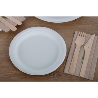 photo 3 assiettes en bagasse compostables fiesta compostable 17,9 cm x50
