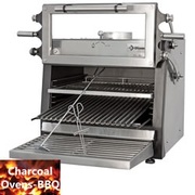 Four-bbq à charbon, gn 1/1 60 kg/h porte relevable/inox