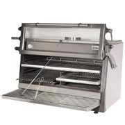 Four-bbq à charbon, gn 2/1 gn1/1 150 kg/h porte relevable /inox