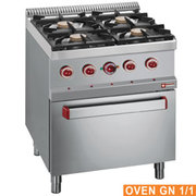 Fourneau 4 feux gaz, four électrique à convection gn 1/1