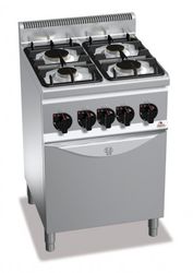 Fourneau 4 feux gaz sur four électrique