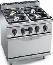 Fourneau 4 feux sur four gaz GN 2/1