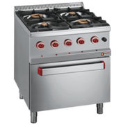 Fourneau 4 feux sur four gaz GN 2/1