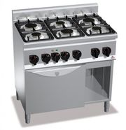 Fourneau 6 feux gaz sur four électrique