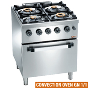 Fourneau gaz 4 feux, four électrique à convection gn 1/1