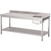 Photo 1 matériel référence DS434: Table du chef avec bac à droite et dosseret Gastro M 850x2000x700mm