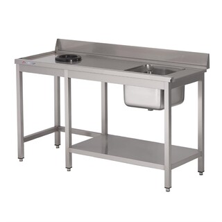 photo 1 table d entrée lave-vaisselle inox avec bac à droite tvo dosseret et tablette inférieure gastro m 1000 x 700mm