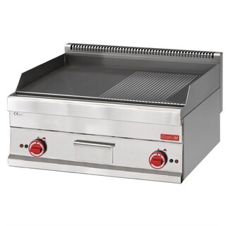 photo 2 plancha électrique gastro m 650 avec plaque demie lisse demie rainurée 65/70ftre