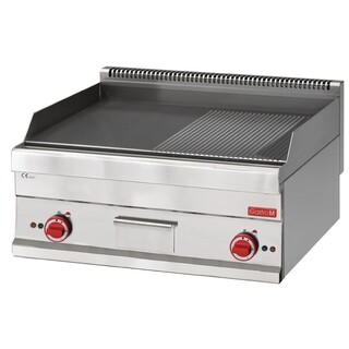 photo 1 plancha électrique gastro m 650 avec plaque demie lisse demie rainurée 65/70ftre