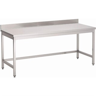 photo 1 table inox sans étagère basse avec dosseret gastro m 1800 x 700 x 850mm