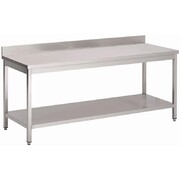 Photo 1 matériel référence GN131: Table inox avec étagère basse et dosseret Gastro M 1000 x 700 x 850mm