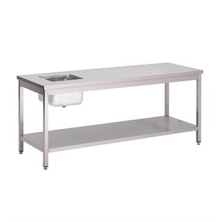 photo 2 table du chef inox avec étagère basse gastro m 1400 x 700 x 850mm