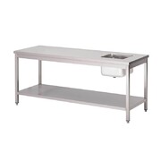 Photo 1 matériel référence GN139: Table du chef inox avec étagère basse Gastro M 1400 x 700 x 850mm