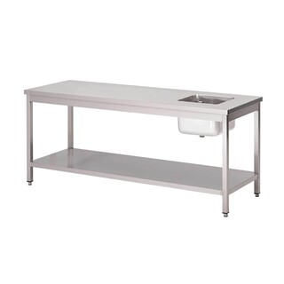 photo 1 table du chef inox avec étagère basse gastro m 1400 x 700 x 850mm