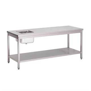 photo 2 table du chef inox avec étagère basse gastro m 1800 x 700 x 850mm