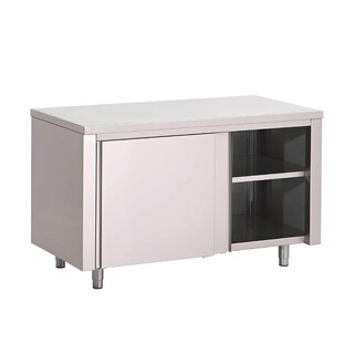 photo 1 table armoire inox avec portes coulissantes gastro m 1000 x 700 x 850mm