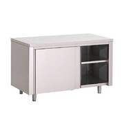 Photo 1 matériel référence GN152: Table armoire inox avec portes coulissantes Gastro M 1500 x 700 x 850mm