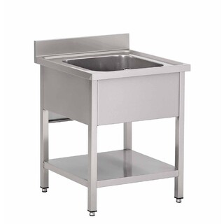 photo 1 plonge inox avec étagère basse gastro m 1 bac 700 x 700 x 850mm