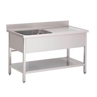 photo 1 plonge inox avec étagère basse gastro m 1 bac à gauche 1200 x 700 x 850mm