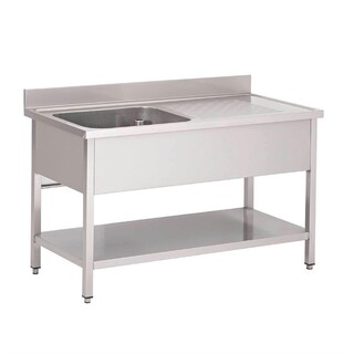 photo 1 plonge inox avec étagère basse gastro m 1 bac à gauche 1400 x 700 x 850mm