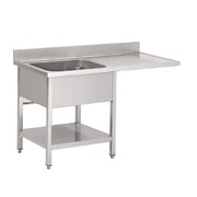 Photo 1 matériel référence GN206: Plonge inox avec étagère basse et emplacement lave-vaisselle Gastro M 1 bac à gauche 1200 x 700 x 850mm