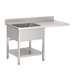 photo 1 plonge inox avec étagère basse et emplacement lave-vaisselle gastro m 1 bac à gauche 1200 x 700 x 850mm