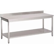 Photo 1 matériel référence GS041: Table de préparation inox 304 avec étagère basse et dosseret Gastro M 85x140x70cm