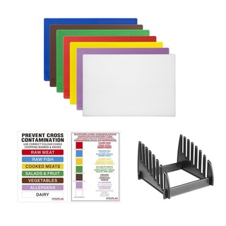 photo 1 ensemble de planches à découper basse densité hygiplas avec support lot de 7 - 10 mm de haut