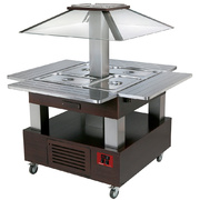 Ilot buffet chauffant, bain marie, 4x gn1/1-150 bois wengé