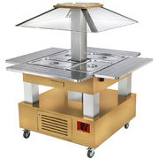 Ilot buffet chauffant, bain marie, 4x gn1/1-150 bois clair