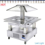 Ilot buffet chauffant, bain marie, 4x gn1/1-150 bois blanc