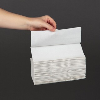 photo 5 essuie-mains 2 plis pliage en c 100 feuilles blanc jantex
