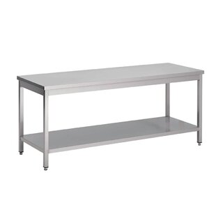 photo 1 table démontable centrale tout inox, dessus inox 304 avec étagère pieds carrés verins inox