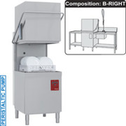 Lave-vaisselle capot, panier 500x500 mm + Table entrée/sortie+Table de prélavage à droite + Douchette