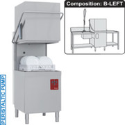 Lave-vaisselle capot, panier 500x500 mm + Table entrée/sortie+Table de prélavage à gauche + Douchette