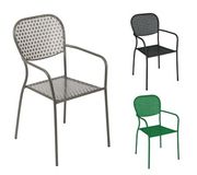 Lot de 4 fauteuils de terrasse ajourés en acier gris